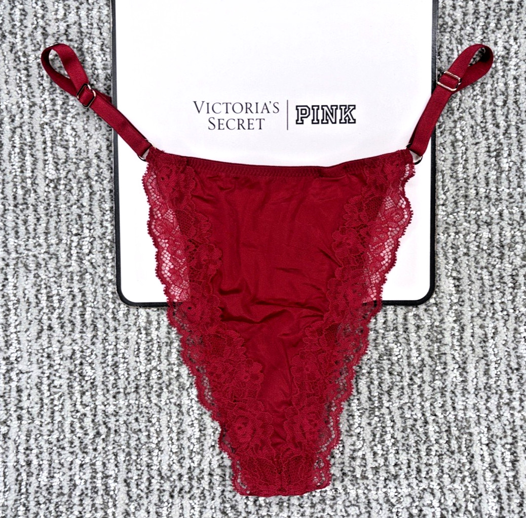 Victoria’s Secret Very Sexy NWT Medium Red Lace Trim Adjustable V String Panty