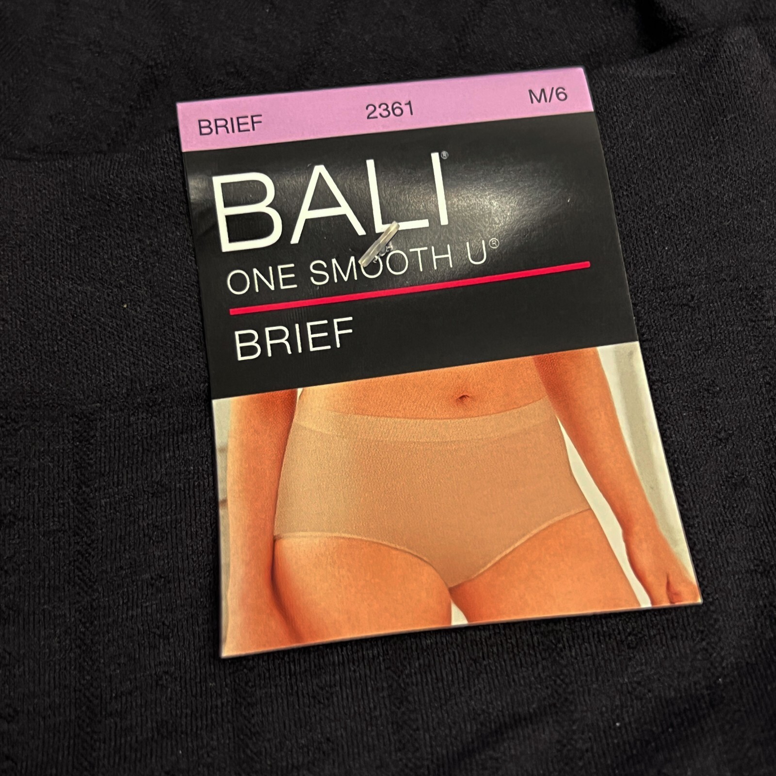 Bali One Smooth U Brief Panty Underwear M 6 NWT 2361 2 PACK MEDIUM BLACK