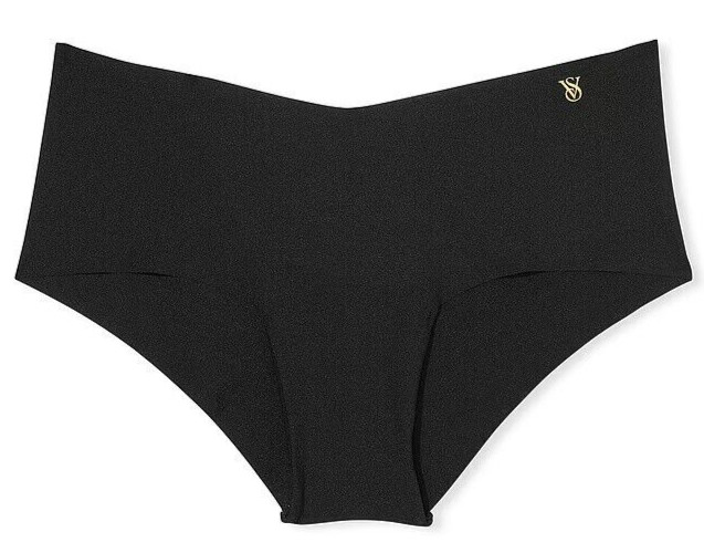 XL NOIR Black GOLD VS LOGO Victorias Secret Smooth Edge No Show Cheeky Pantie