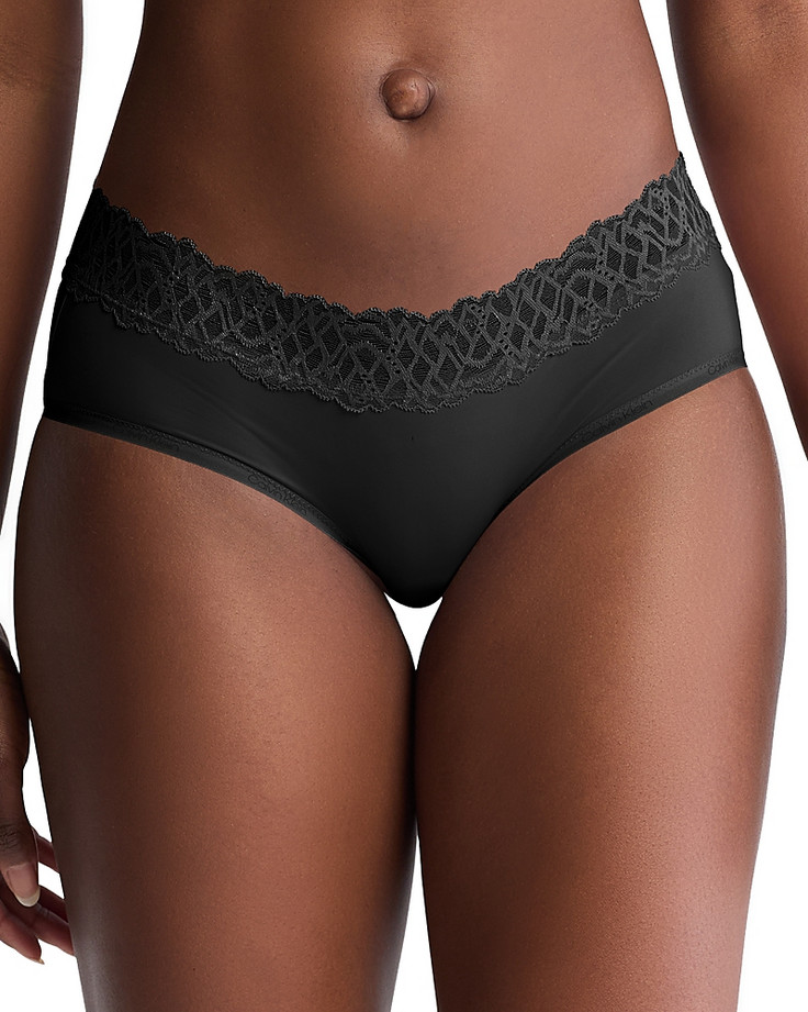 CALVIN KLEIN Lace-Adorned Hipster Underwear BLACK XS