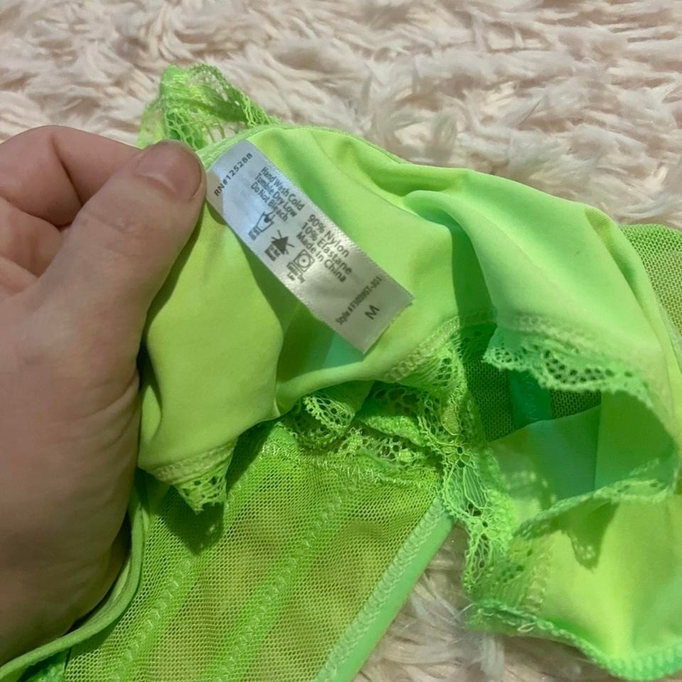 Neon Green Lace Delicate Egirl Rave Lingerie Thong Panties Women’s M Y2K Femme