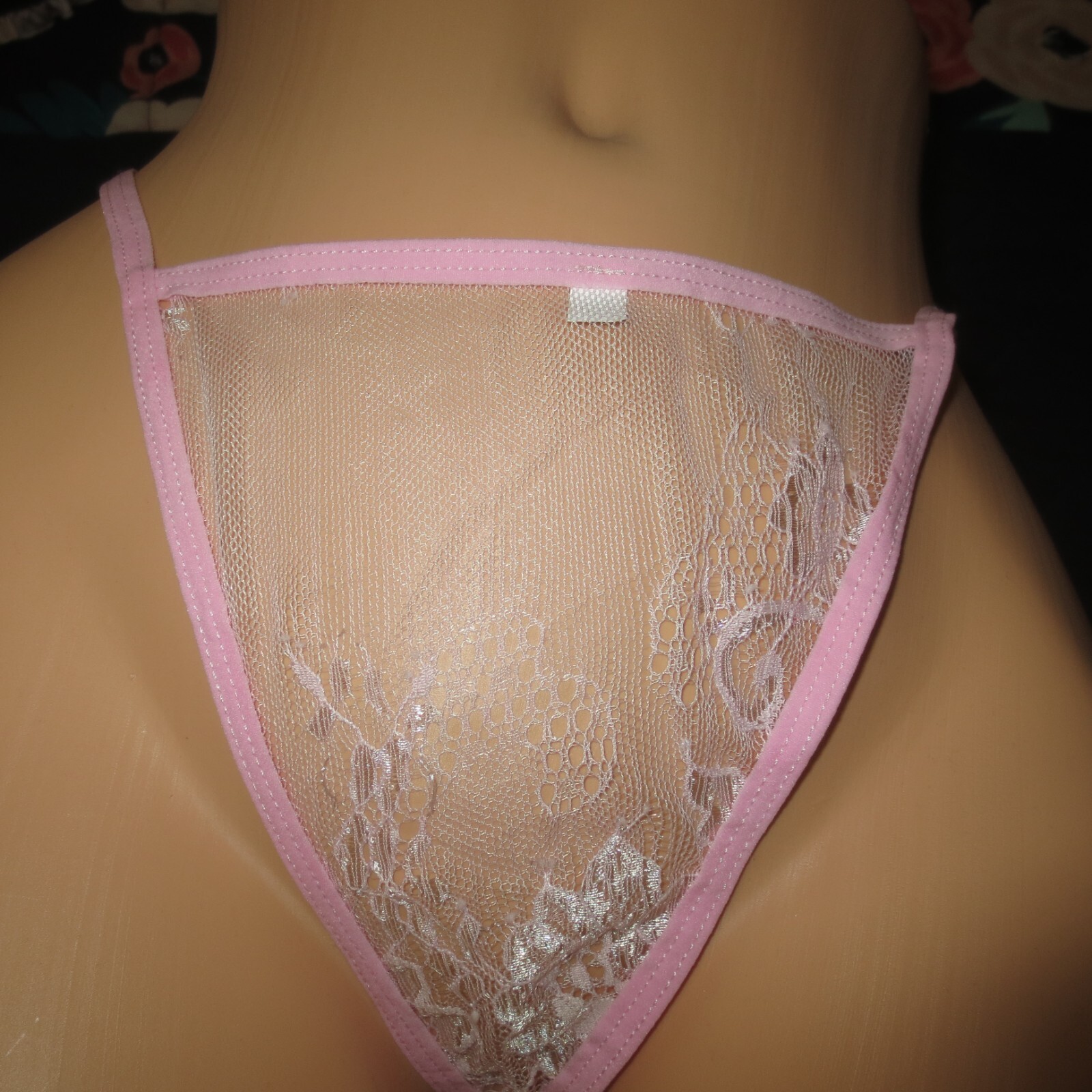 lot 3 PR THONGS 1 PINK 1 PURPLE 1 IVORY elastic string THONG panties sz XL