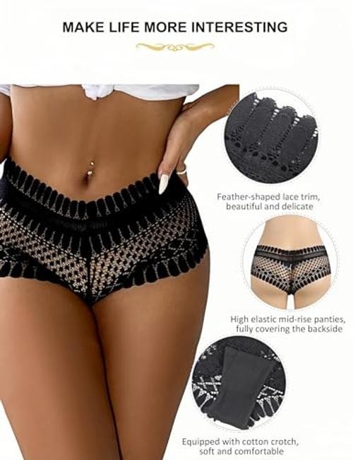 Cheeky Underwear for Women Plus Size Sexy Panties X-Large-XX-Large 1- Black