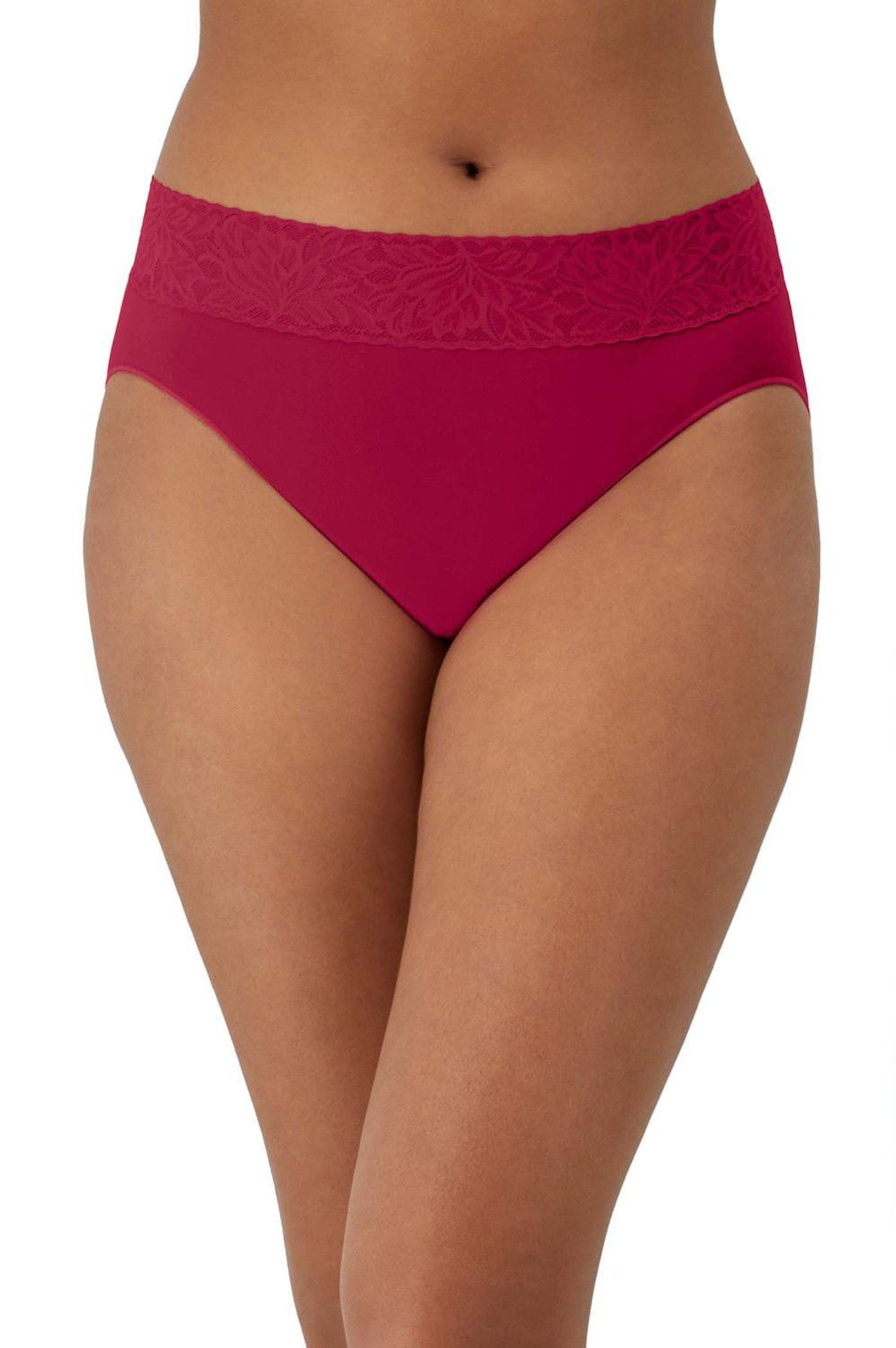 Bali® 3-Pack Modern Seamless Lace Trim Hi-Cut Underwear Set DFMLH3 sz m 6 new