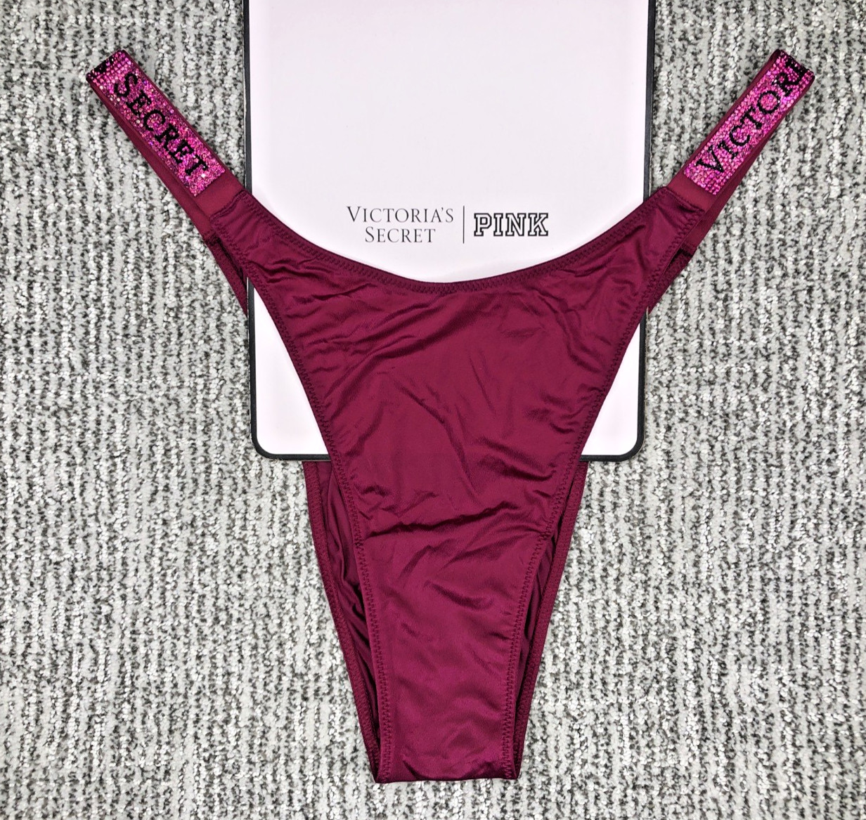 Victoria’s Secret Very Sexy NWT XL Magenta Spellout Shine Strap Brazilian Panty