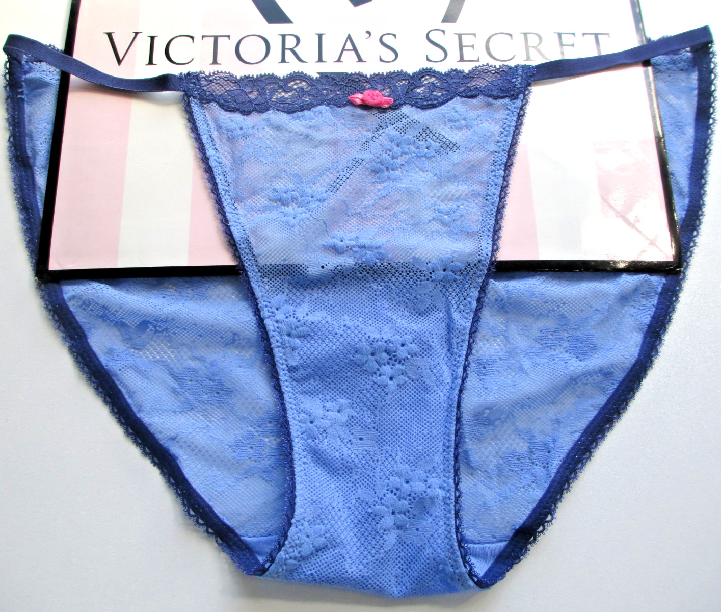 VICTORIA’S SECRET Lace String Bikini Panty VS Blue S M L XL Ruched Back