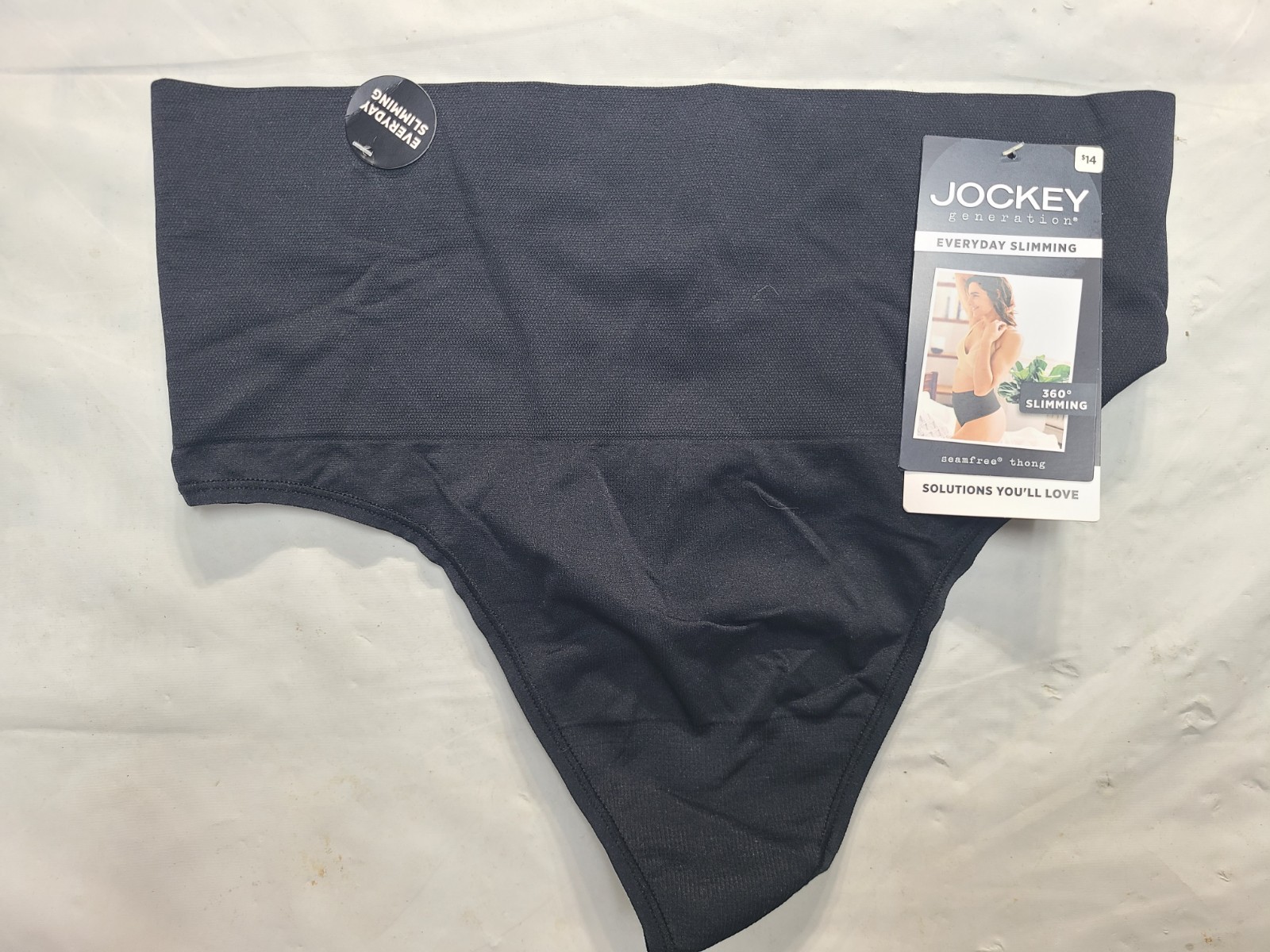 Jockey Generation Women’s Tummy Smoothing Mid-Waist Thong Black High Waist XL