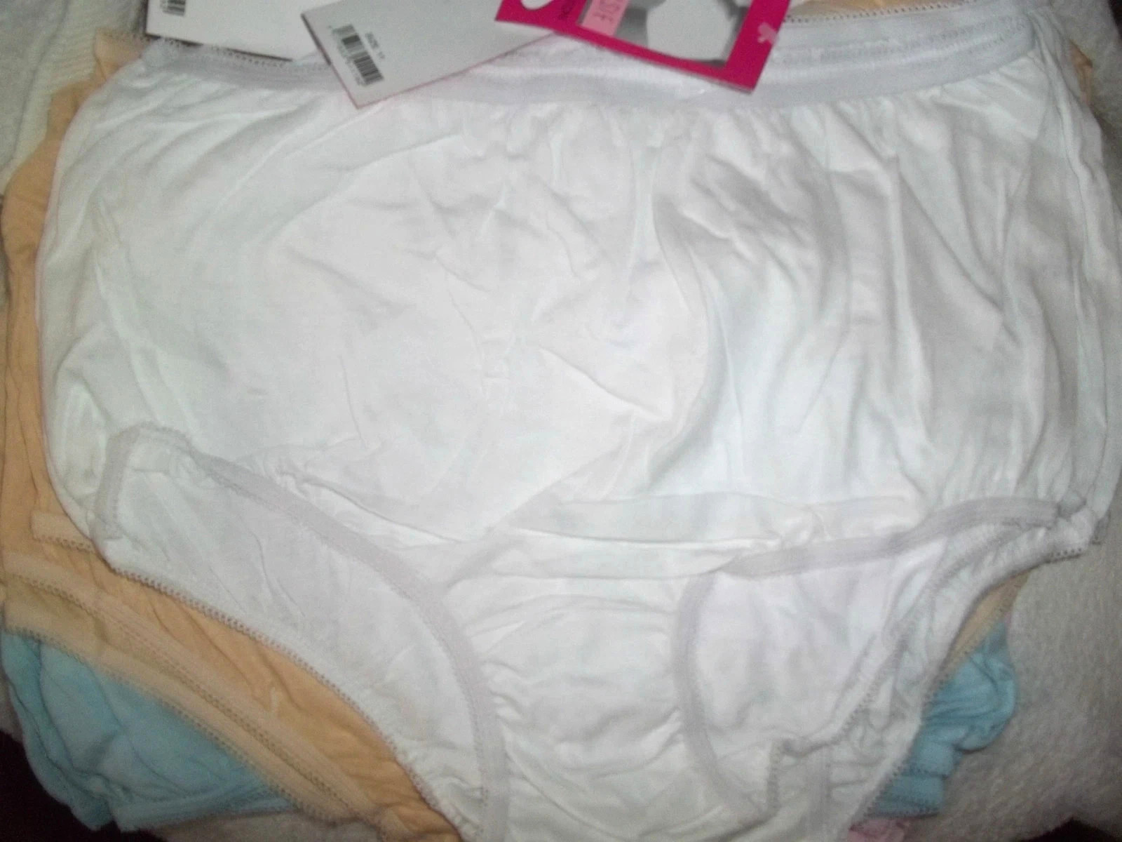 LOT 4 ELSIE COTTON 100% BRIEF PANTIES WHITE PINK CREAM BLUE MIX SIZE 13 or 6X