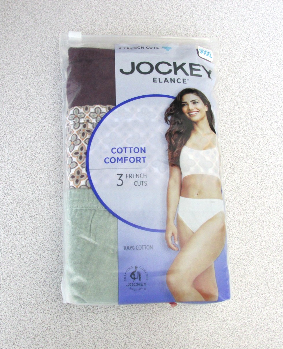 3-PACK WOMENS JOCKEY ELANCE COTTON COMFORT FRENCH CUT PANTIES SIZE 9 XXL
