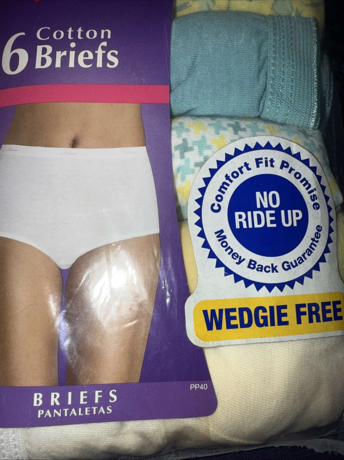 Vtg HANES COTTON BRIEFS SIZE 6 WEDGIE FREE NO RIDE UP COMFORT FIT 6 Pack 2009