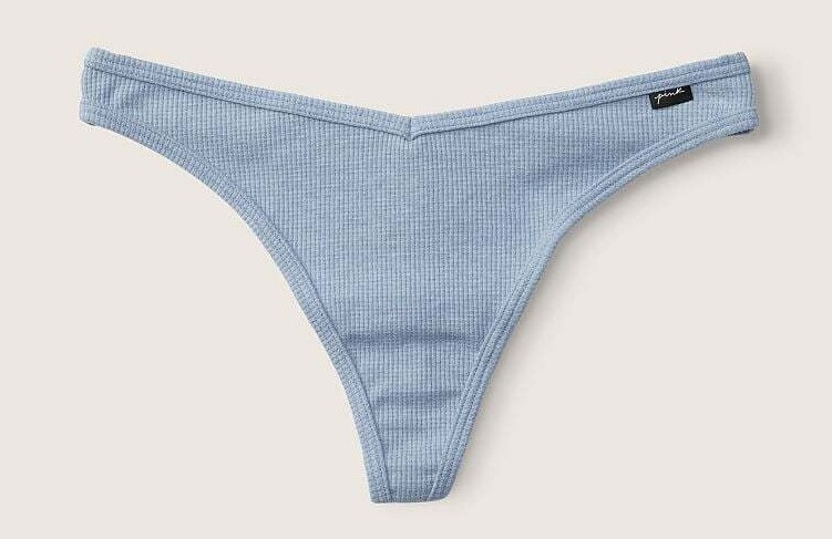 Victoria’s Secret PINK Sexy Thong String V-Cut LOGO Thermal Chalk Blue H2F M XL