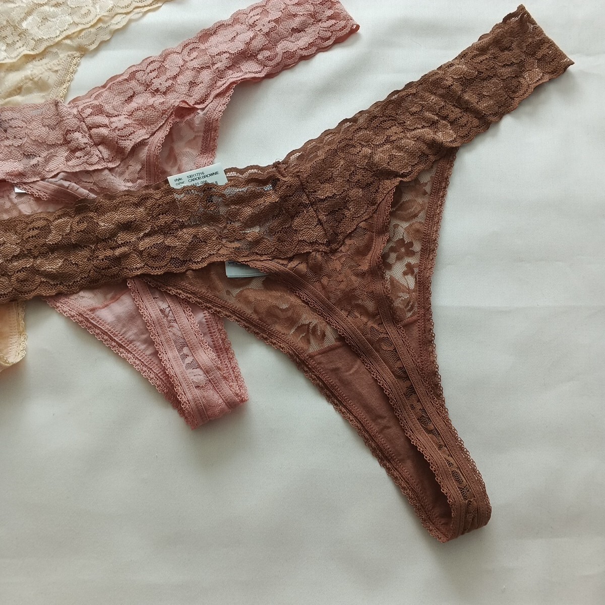 3 Pack INC Women Sexy Lace Thong Size 2XL Multicolor Spandex Nylon