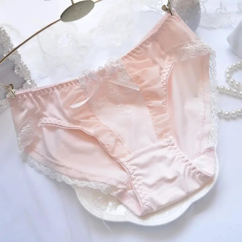 Low Waist Brief Panties Floral Ruffle Trim Stretch Soft Comfort Fit M L
