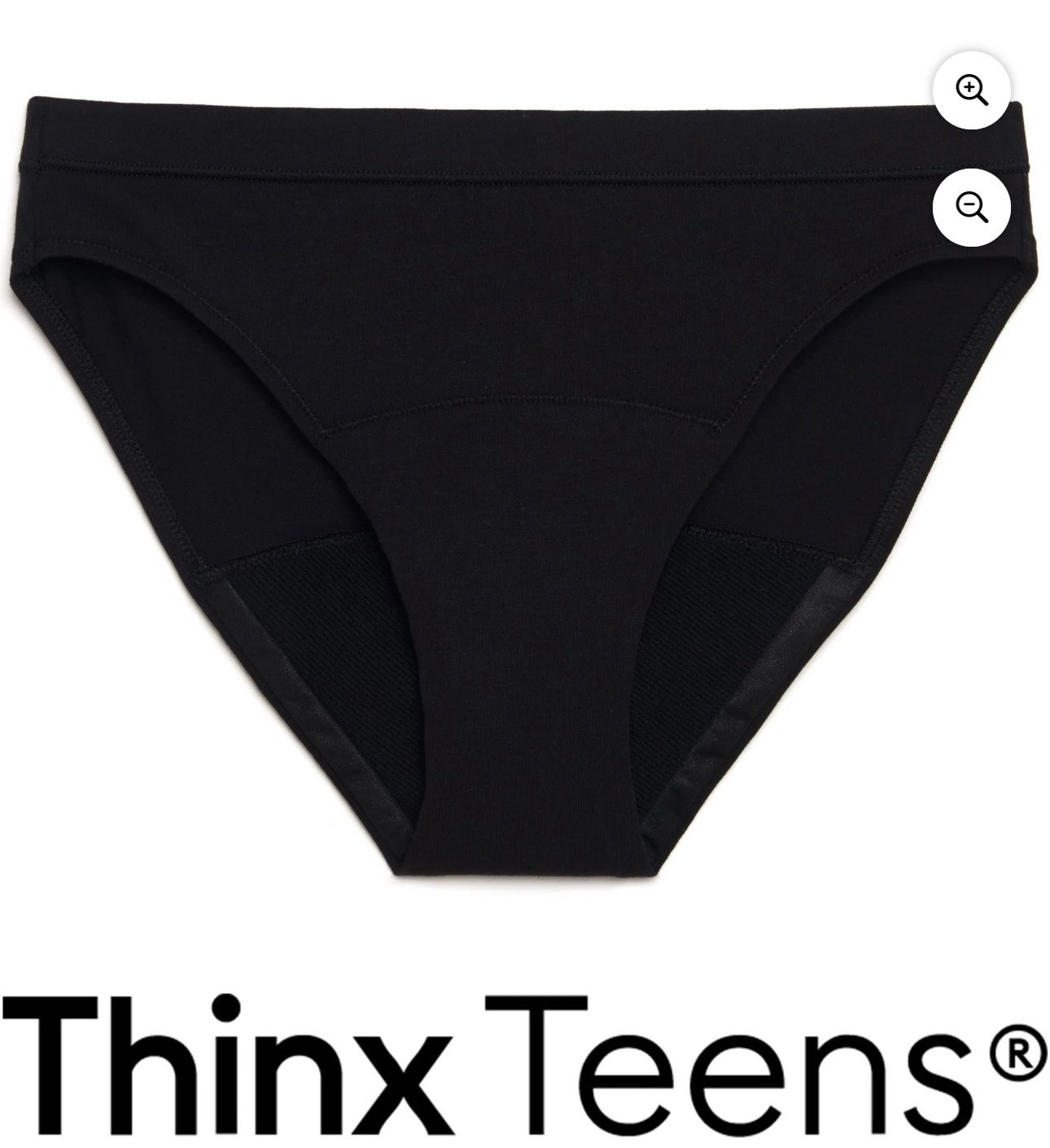 Thinx Teens Cotton Bikini Leakproof Period Underwear Black XL 15/16 Four Pack