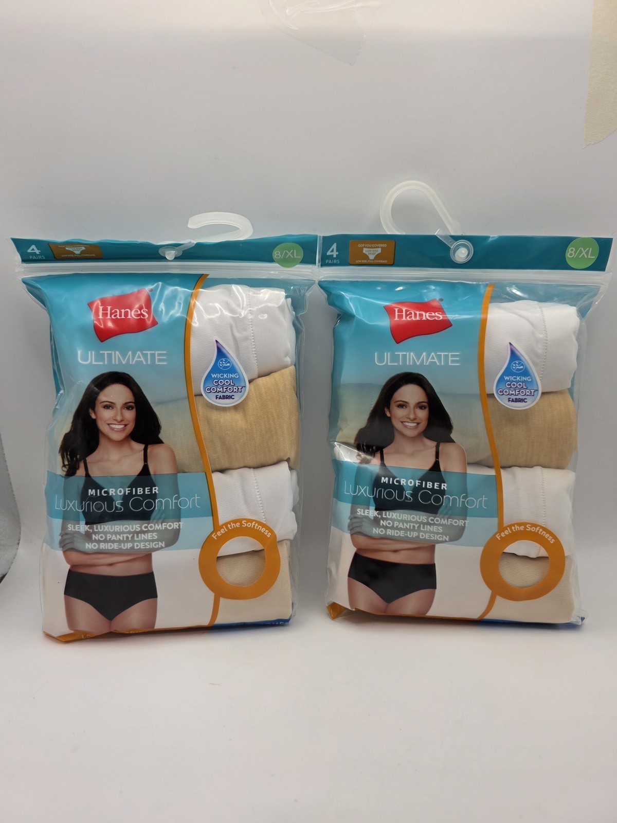 Hanes Ultimate Microfiber Panties Women’s 4-Pack 8/XL 2 pack Wicking Cool