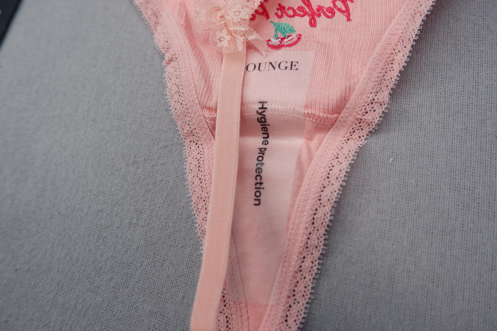 Lounge Pink ‘Perfect Pair’ Embroidered Thong Medium