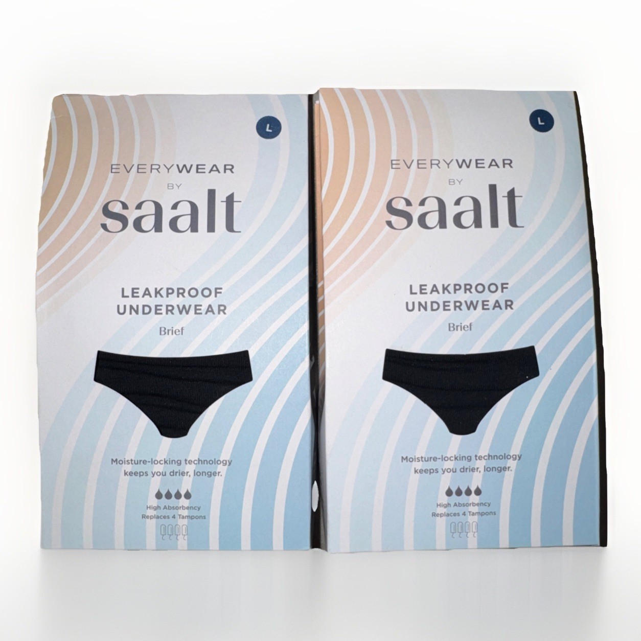 (2) Everywear by Saalt Black Leakproof Underwear Women’s Large Brief Cotton