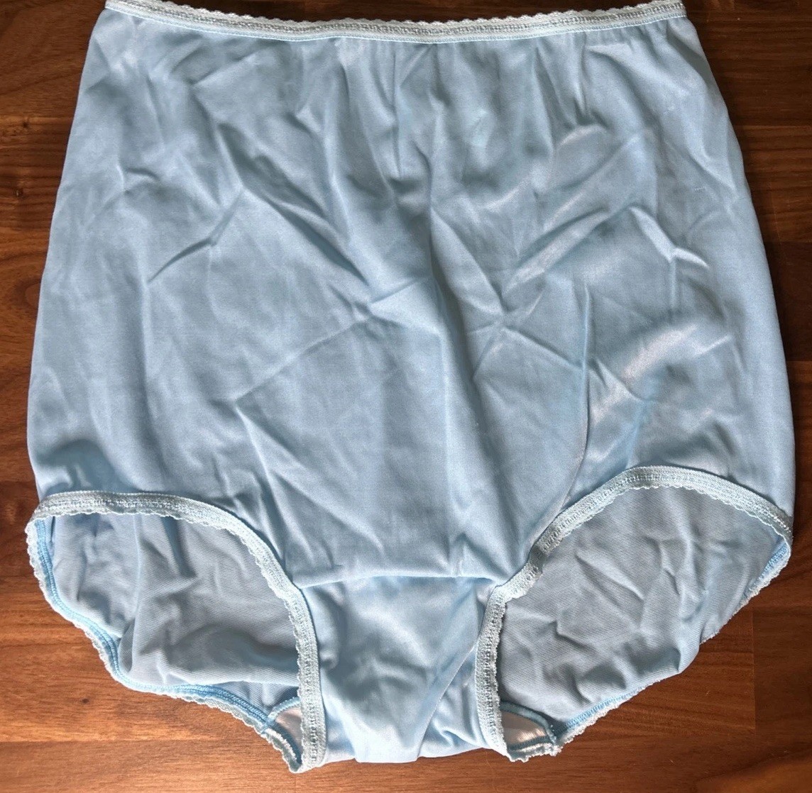 Vtg Bali Skimp Skamp Panties L Baby Blue Full Brief Nylon 2633 Second Skin Sissy