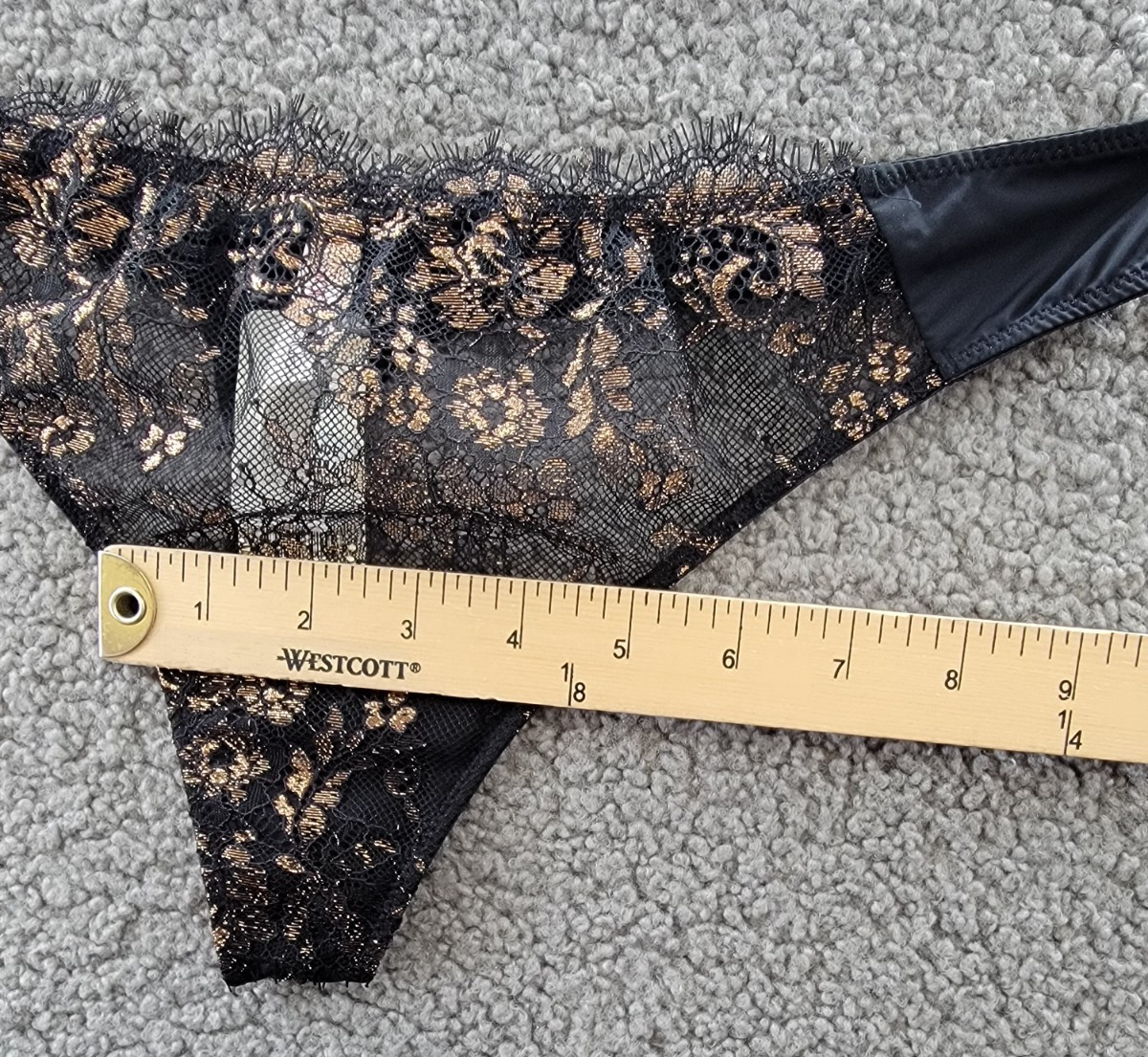 Skarlett Blue Entice Lace Thong Women’s L Black/Rose Gold Elastic Waist Pull On