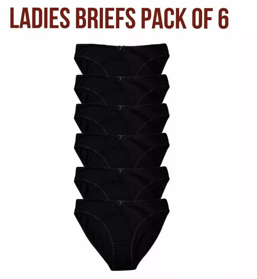 3 6 12 Pack Womens Bikini Briefs 100% Cotton High Leg Ladies Knickers Underwear