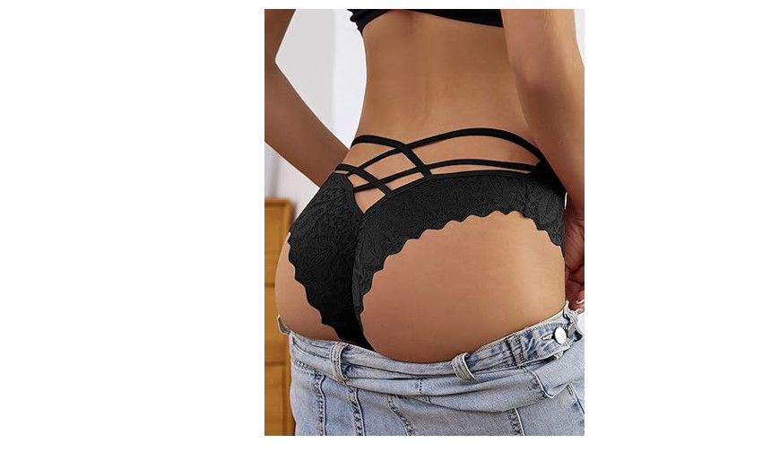 Milumia Women Sexy Floral Lace Underwear Criss Cross Seamless Bikini Panty Small