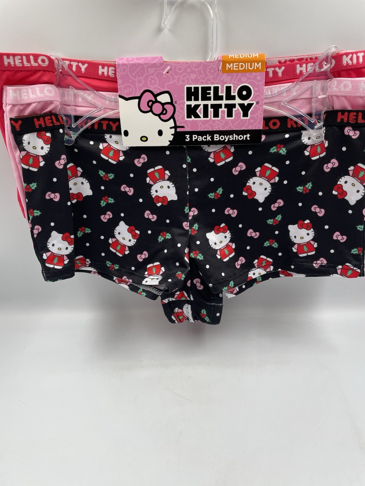 Sanrio Hello Kitty Christmas Women Boyshorts Panty 3-Pack Size Medium NEW