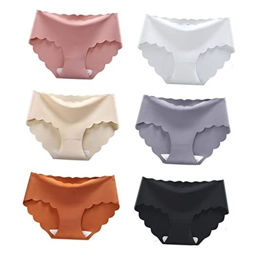 Women’s Seamless Hipster No Show Invisible Ice Silk Stretch Medium 6 Pack