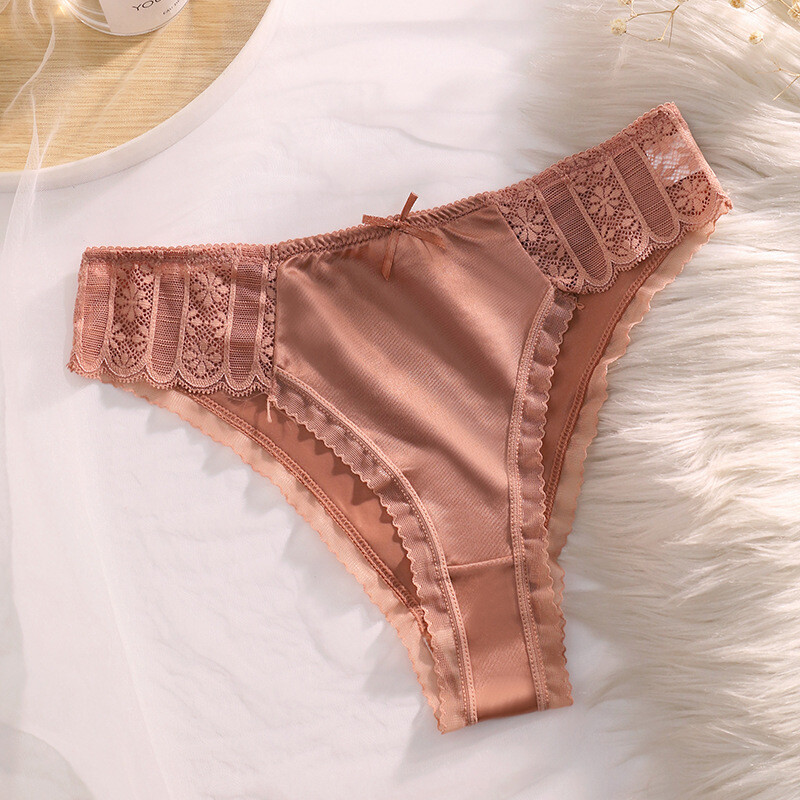 5PCS LOT Sexy Womens Silky Satin Panties Thong G string Brief Underwear Lingerie