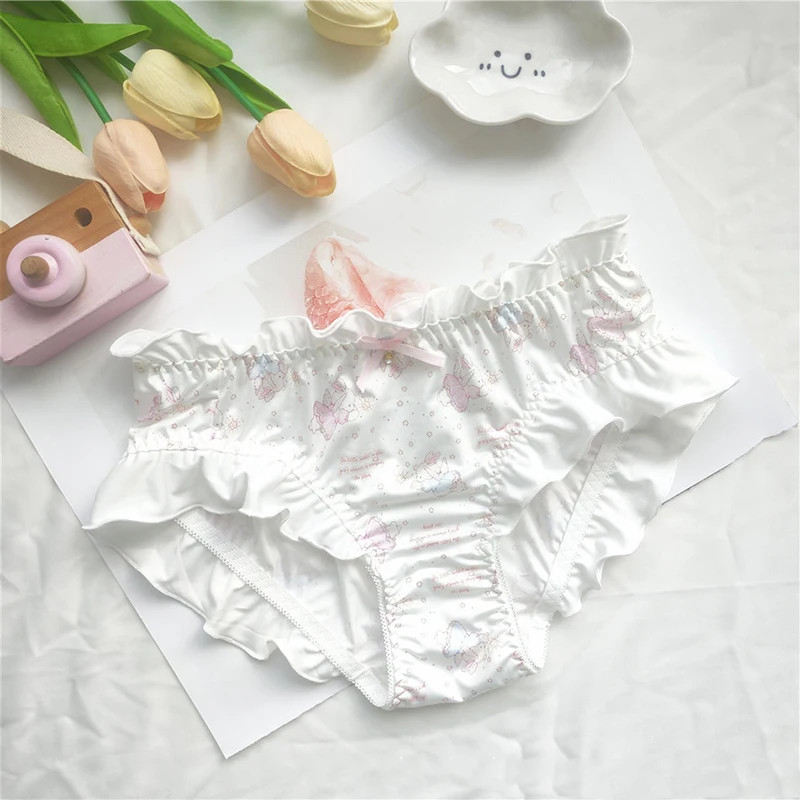 Low Waist Brief Panties Floral Ruffle Trim Stretch Soft Comfort Fit M L