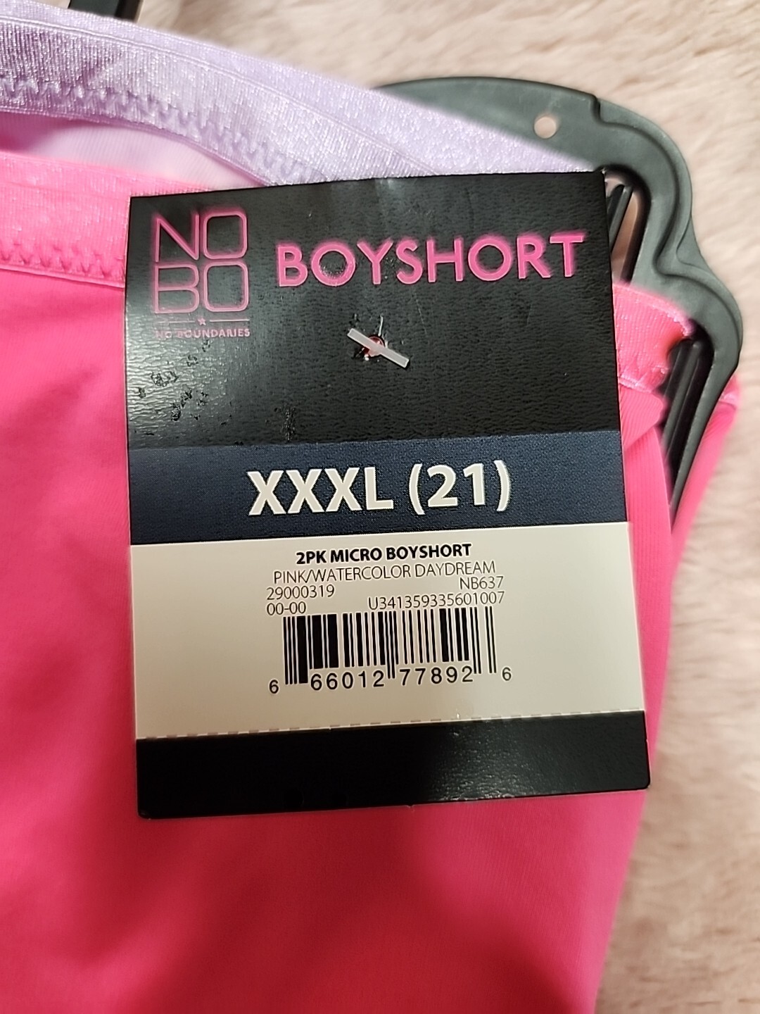 New No Boundaries Junior’s 2 Pack Micro Boyshort Panties Sz XXXL Pink Multicolor