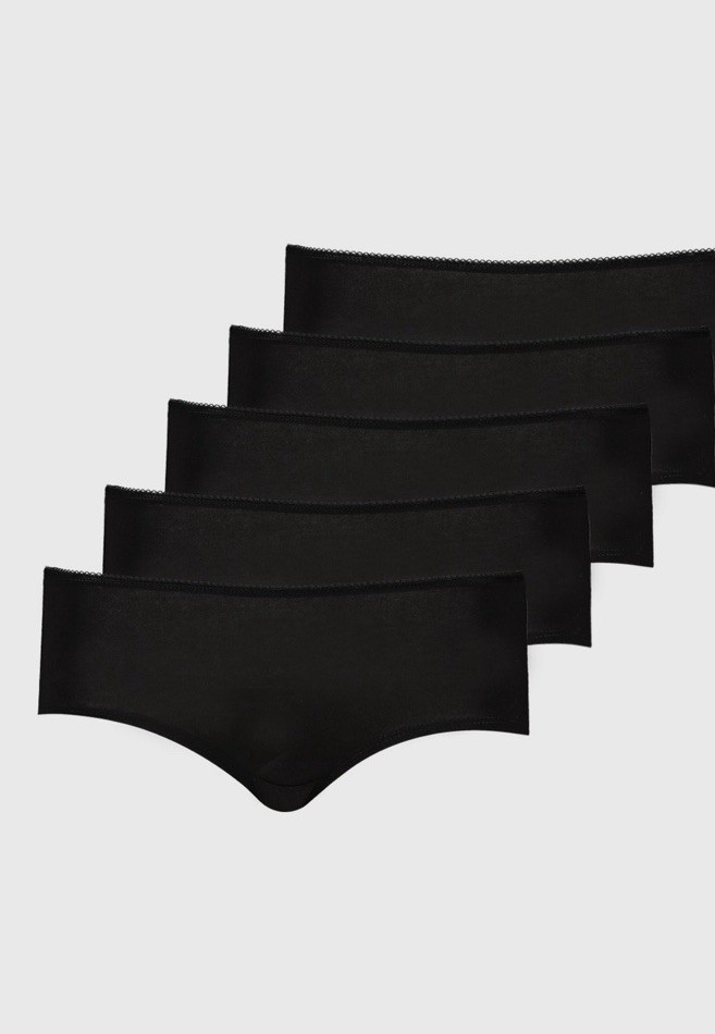 Ladies Black 5 Pack Shorts/Brief Knickers Lingerie underwear Rich Cotton Size 16