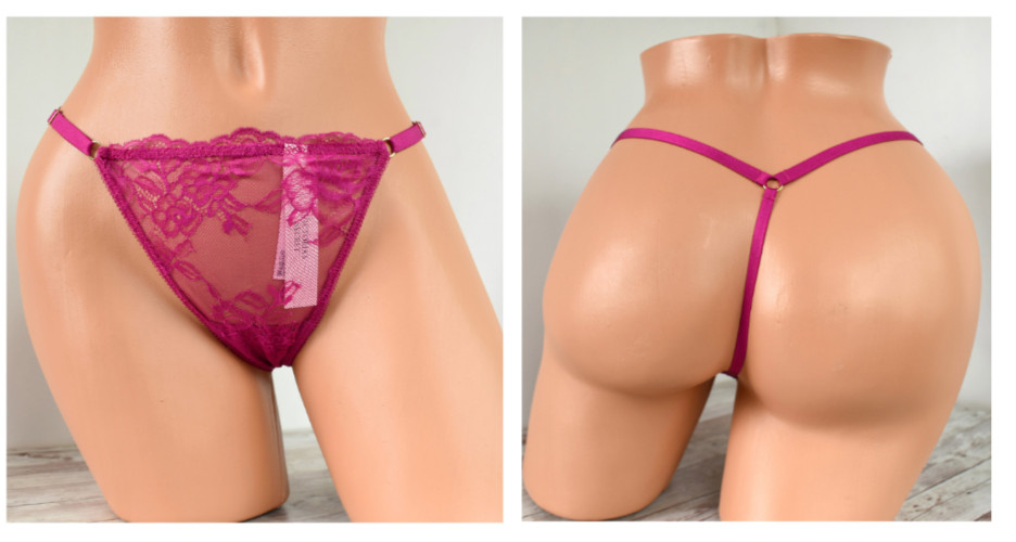 Victoria’s Secret XLARGE *VERY SEXY* ROSE LACE ADJUSTABLE THONG Outrageous Pink