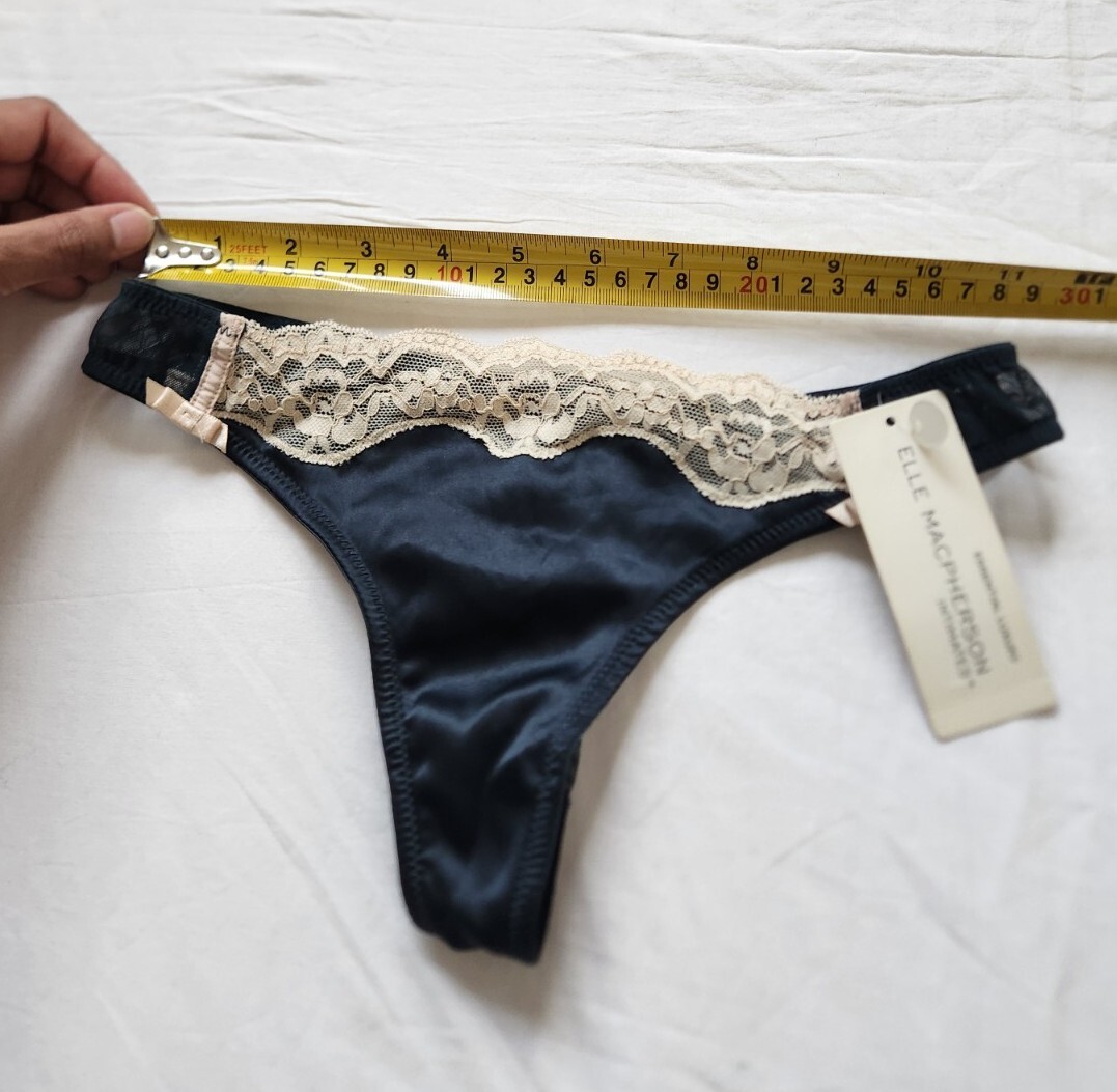 Elle Macpherson Intimates Fly Butterfly Fly Jet Dark Green Thong Size S