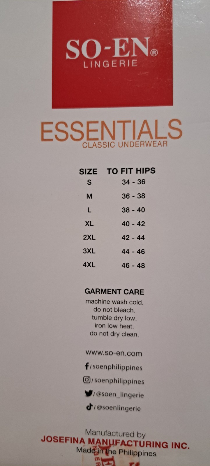 SO-EN Essentials Classic Underwear Full Panty XL, 6 Pieces 40-42 Inches