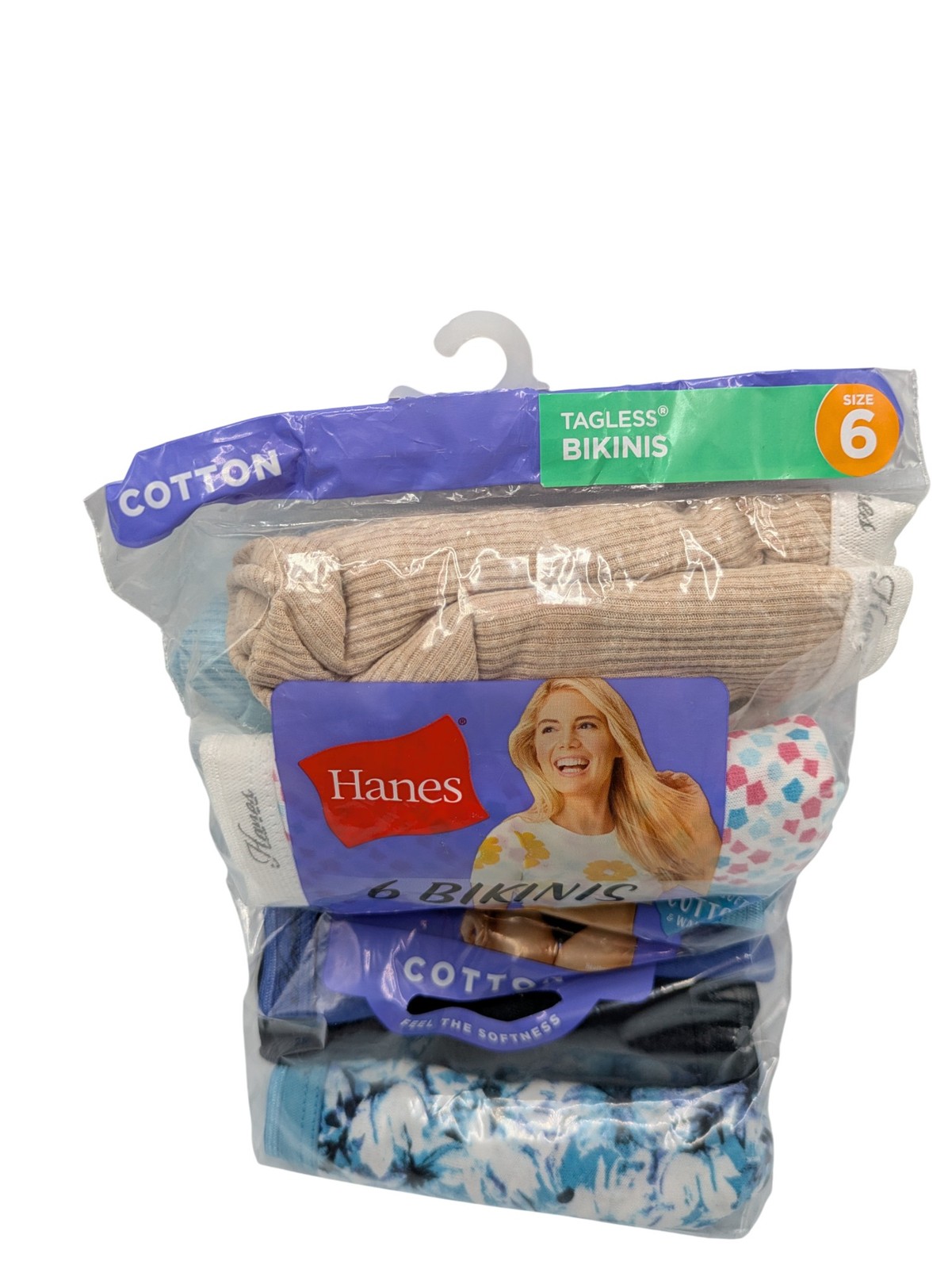 Hanes Women’s 6-Pack Cotton Tagless Bikinis Size 6 Mixed Colors Medium