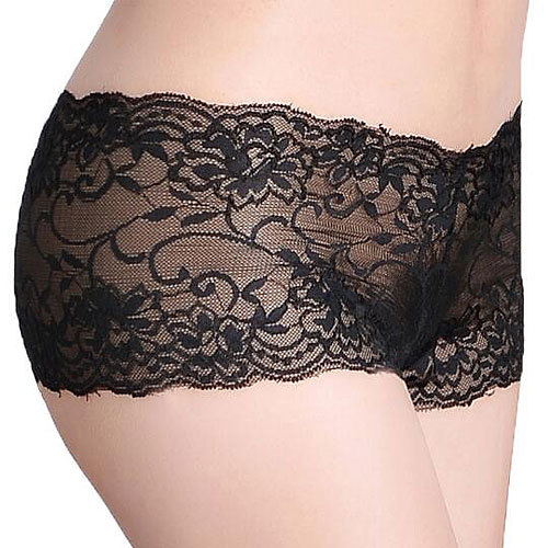 Women’s Lace Boy Shorts French Knickers See-Thru Sexy Soft Airy Gusset S M L