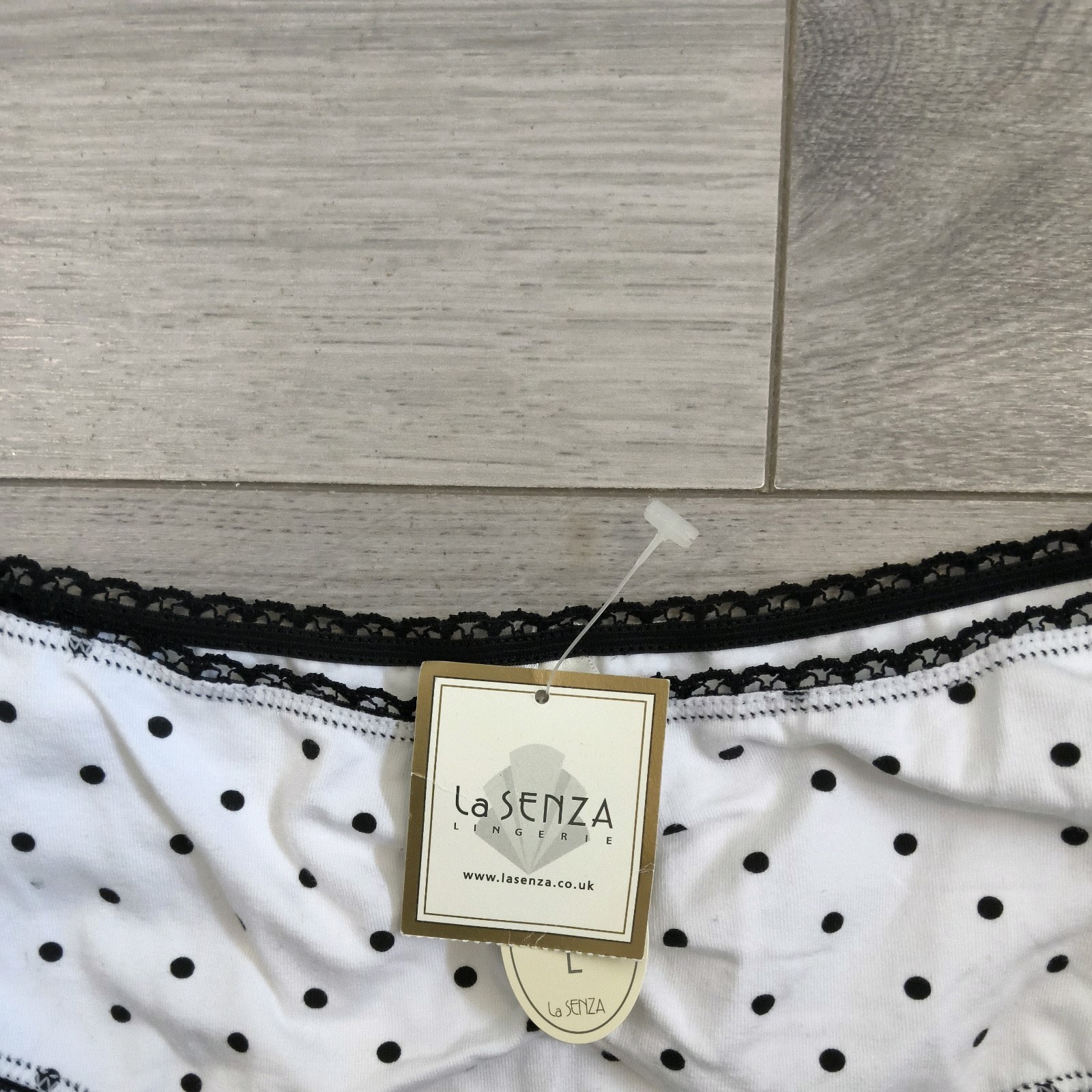 BNWT Vintage La Senza Black & White Dalmation Spot Shorts Style Panties Sz Large