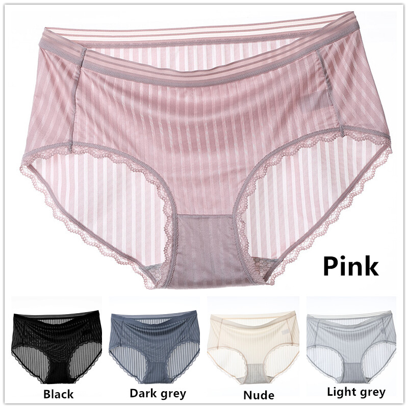 2Pcs Sheer Panties Striped Underwear See Through Knickers Briefs Lingerie Shorts