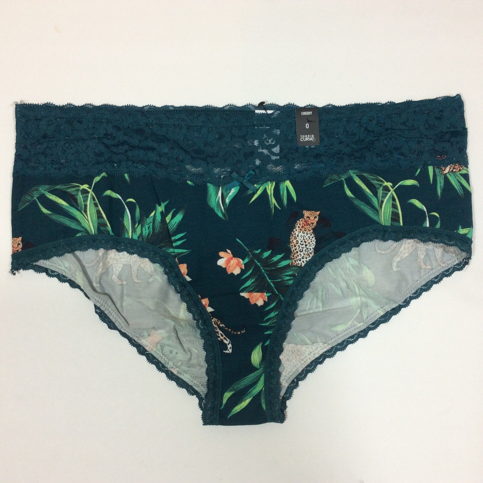 Torrid Women’s Panties Plus Size 0X Large Cheeky Green Jungle Animal Print Lace