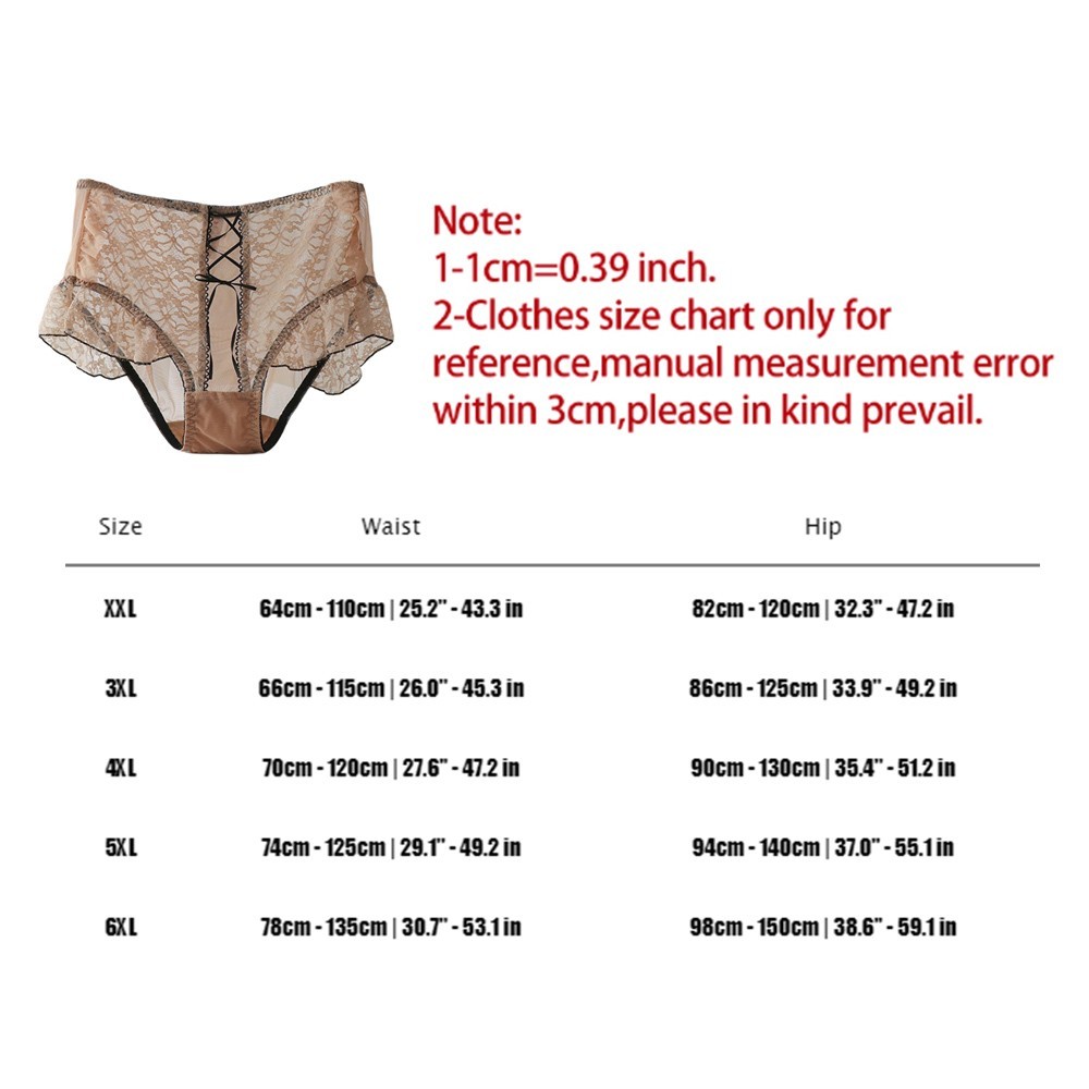 High-Waisted Women’s Lace Panties Butt Lifting Underwear Plus Size 2XL-6XL