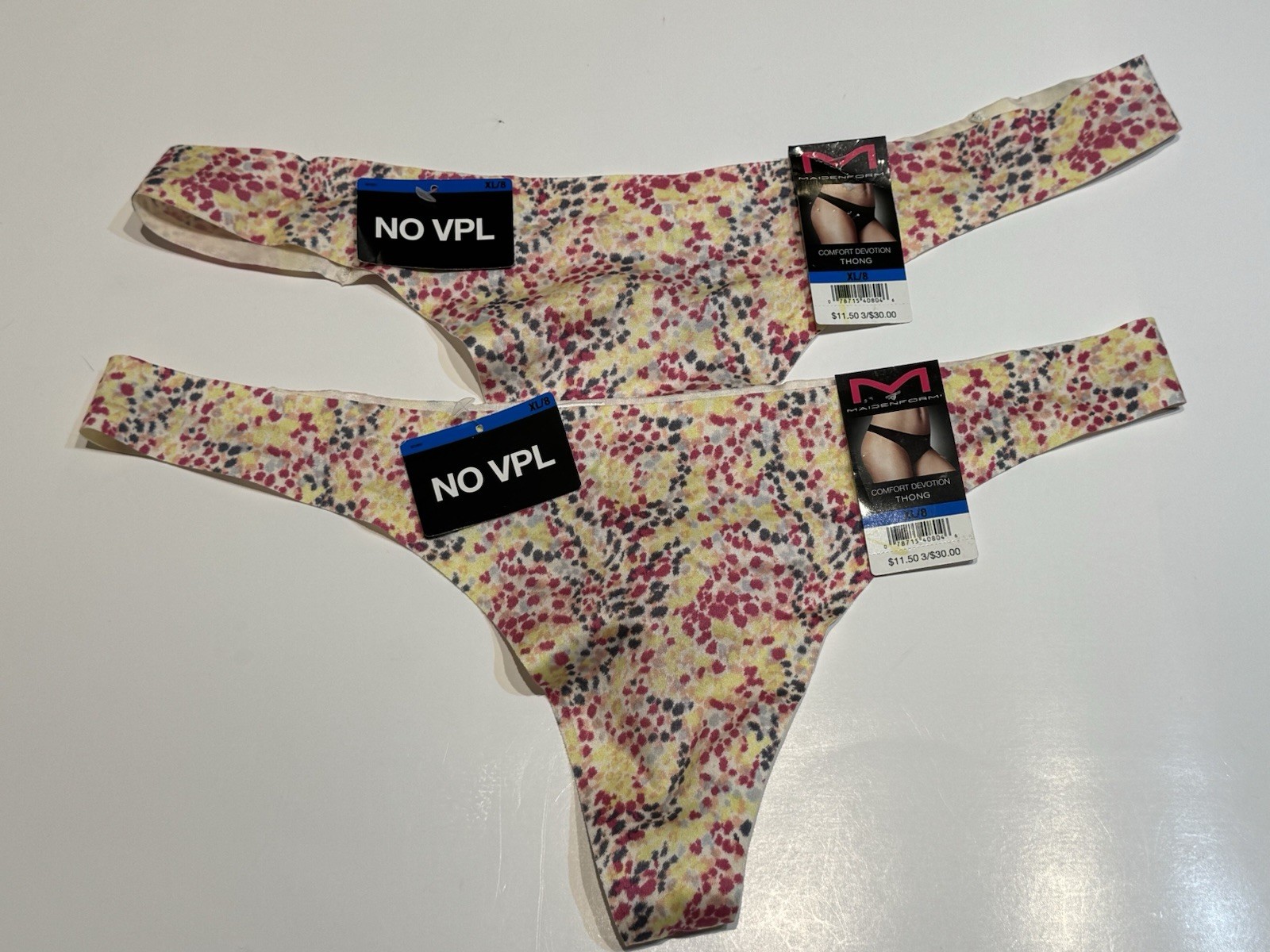 Maidenform 40149 Comfort Devotion Women’s Thong XL 8 2 Pairs Soft Petals Print