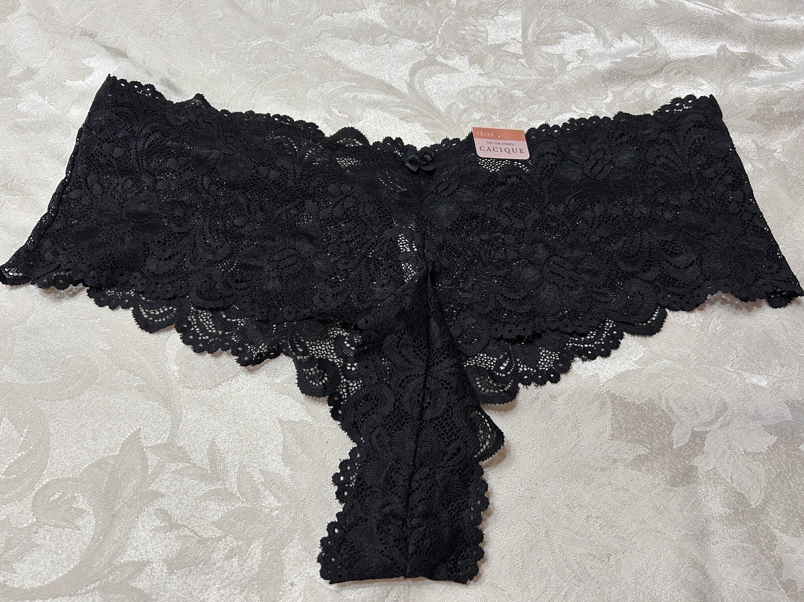 NWT CACIQUE Low Rise Cheeky Lace 18/20 Black Panties