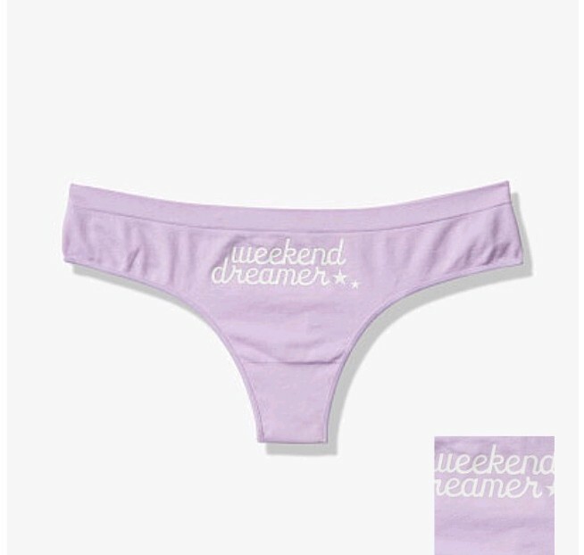 Victoria secret logo seamless thong (Xsmall) purple color