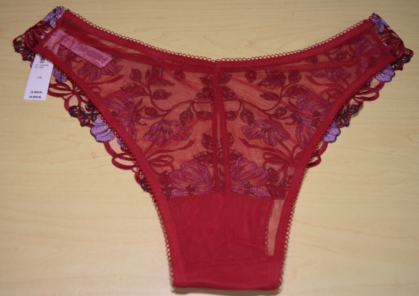 NWT Victoria’ Secret Dream Angels Red Embroidery High Leg Brazilian Panty L