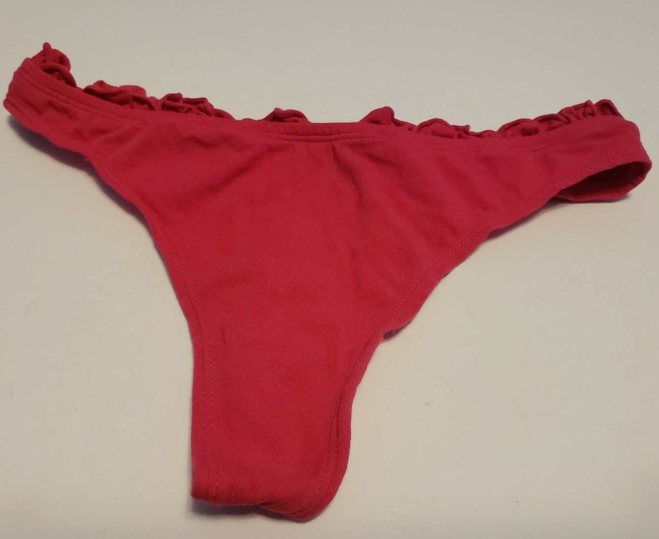 Victoria’s Secret Thong Red Ruffle Medium Cotton Embroidered Butterfly Vintage