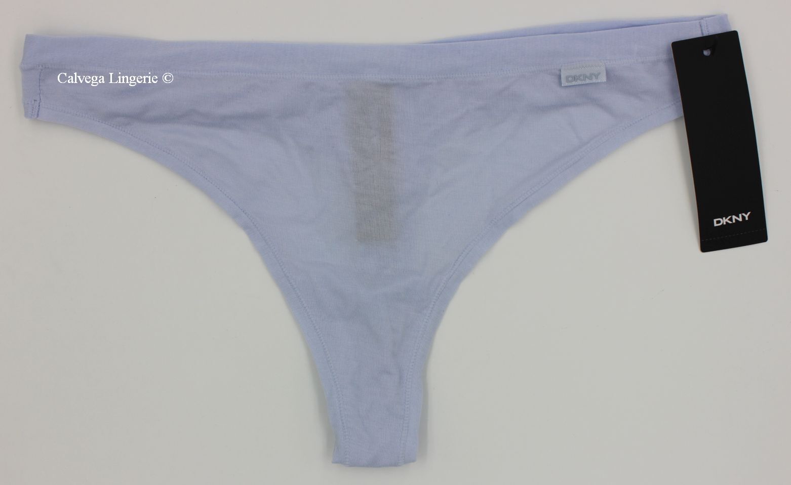 NWT DKNY DK8381 “Stretch Modal” Low-Rise Classic Thong, Light Corn Blue