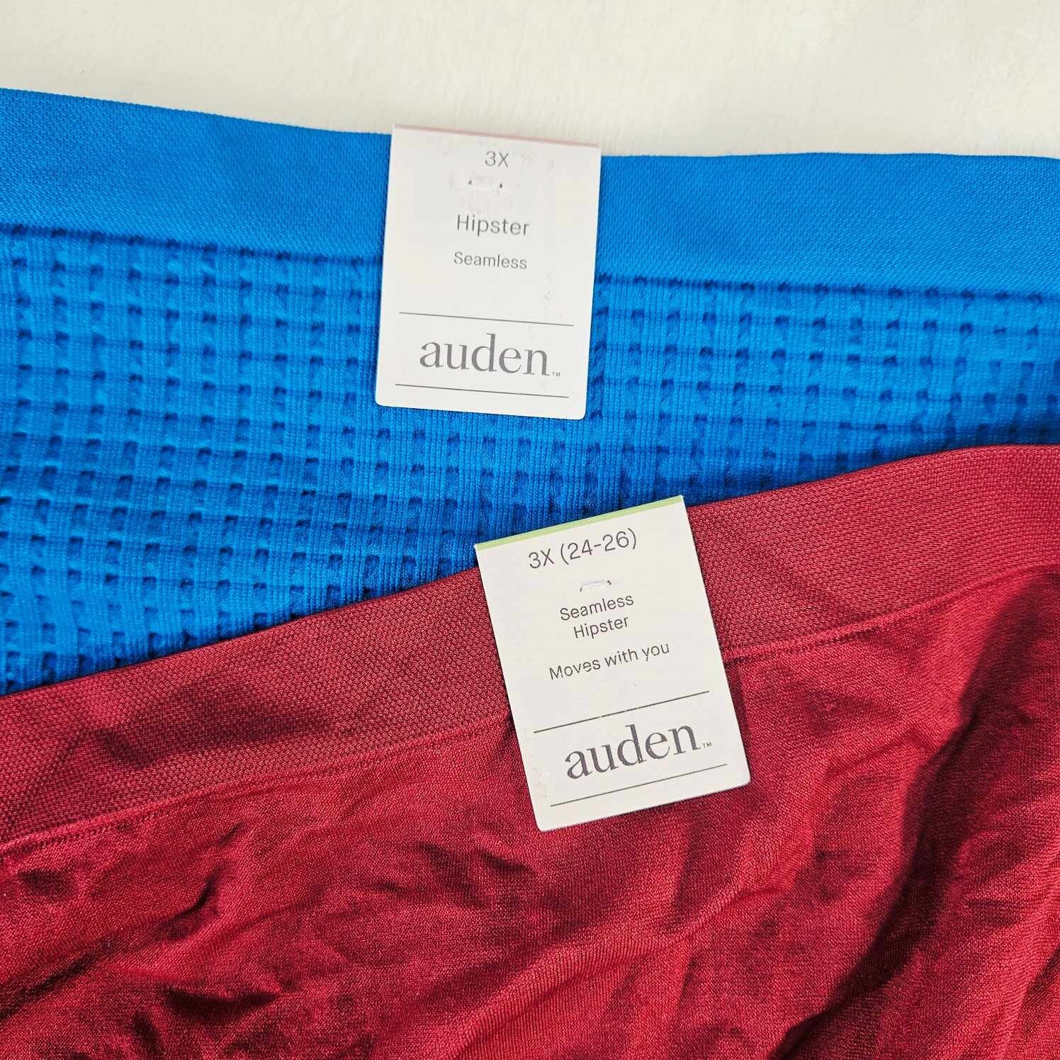 Auden 2pk Seamless Hipster Underwear Womens Plus Size 3X Stretch Red/Blue