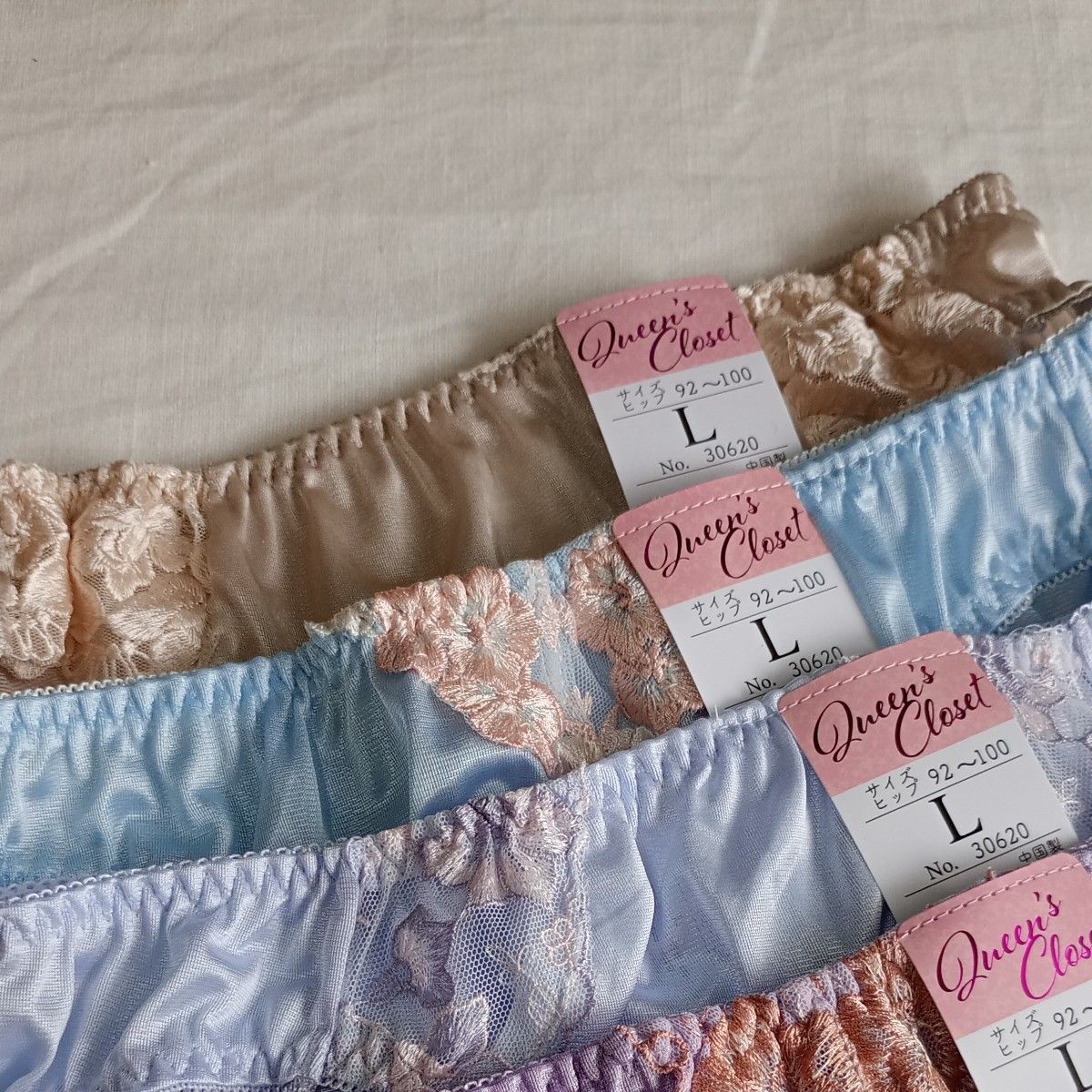 Shiny Tricot Panties US size M 5-pack set Floral Lace Pastel Colors JP size L