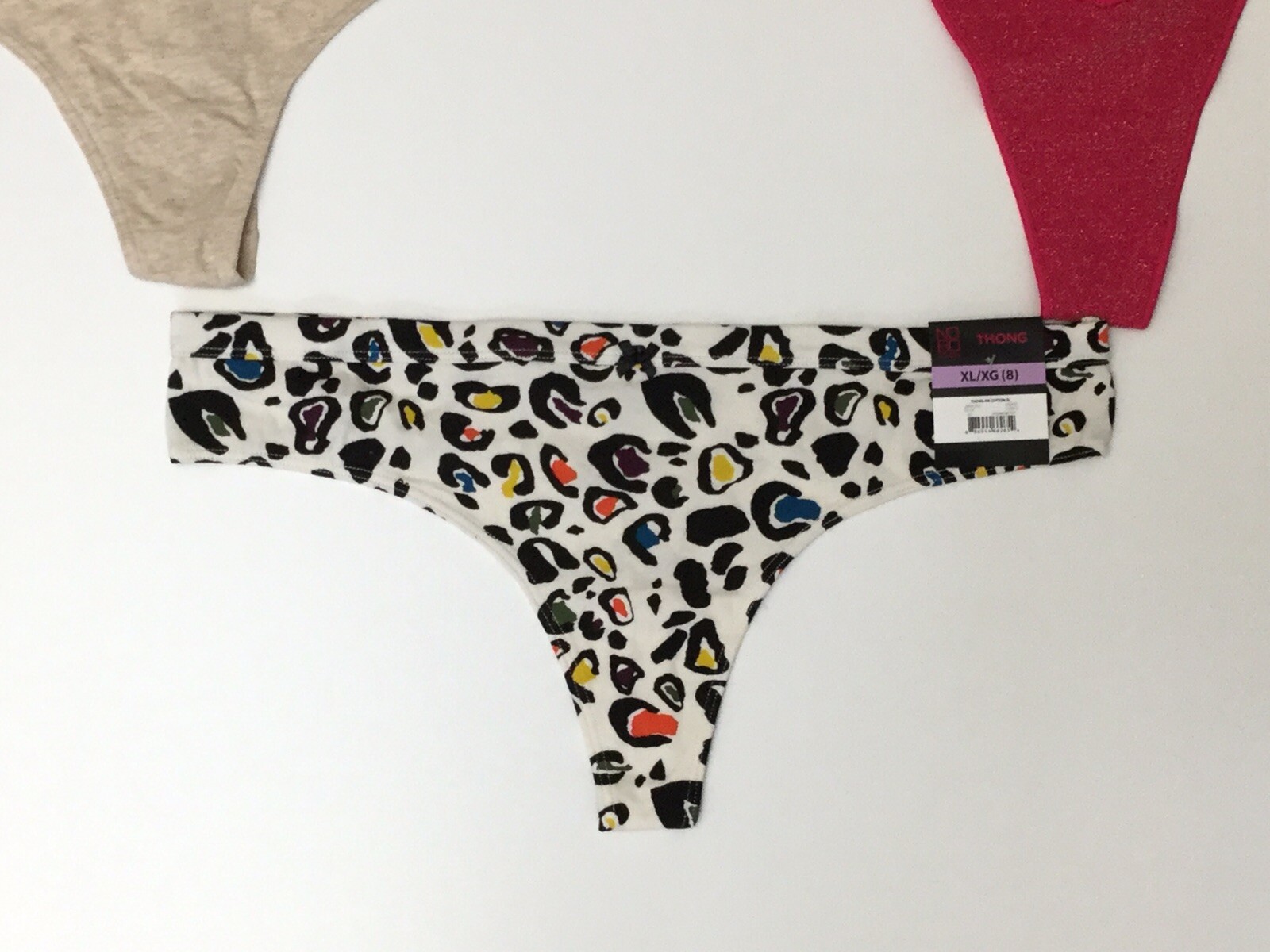 New NOBO NO Boundaries 3-Pack Thong Panties Underwear Size 8 XL XLarge (C2-7)