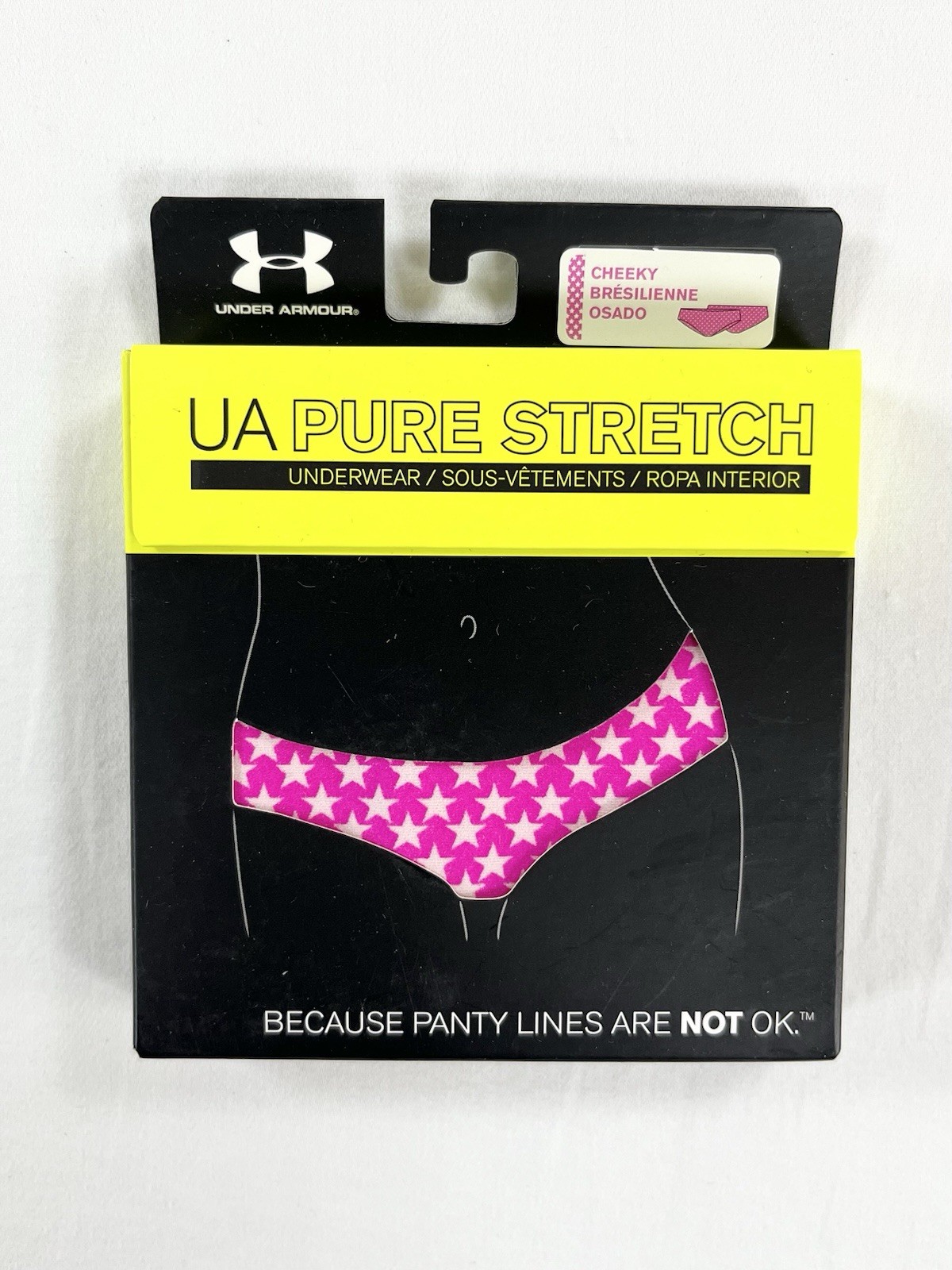 Under Armour Pure Stretch Cheeky Underwear Pink Star No Show Panties NWT OS 3
